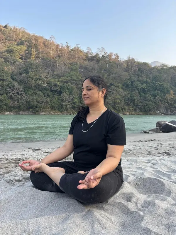 Meditative Lotus Posture on Ganges Shore