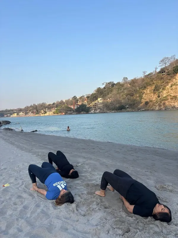 Restorative Riverbank Savasana Session on Ganges Shore